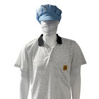 Camisetas ESD Blancas de 7 mm de rayas 99% Poliéster + 1% de seda conductiva de tejido de punto Camisetas POLO antiestáticas
