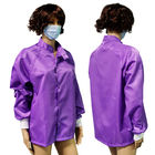 Recinto limpio que trabaja el poliéster púrpura de la raya el 99% de la chaqueta 5m m del ESD del cuello redondo