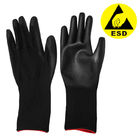 Alargue la palma negra de la PU del ESD del poliéster estático anti de los guantes cubierta