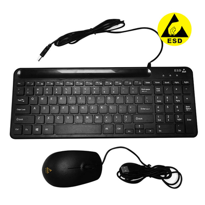 Ratón atado con alambre antiestático negro del teclado del ESD fijado para el recinto limpio del laboratorio