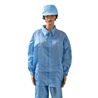 Traje ESD sin pelusa de poliéster a rayas azul de 5 mm para ropa de trabajo industrial