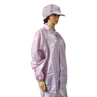 Diseño especial del rosa de la rejilla del traje 5m m partido antiestático del ESD del poliéster del laboratorio