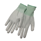 La PU estática anti del ESD de la fibra de carbono del poliéster del recinto limpio cubrió los guantes industriales