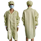 Vestido antiestático usado fábrica del ESD del poliéster de la rejilla del laboratorio 2.5m m para el amarillo del recinto limpio