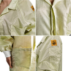 Vestido antiestático usado fábrica del ESD del poliéster de la rejilla del laboratorio 2.5m m para el amarillo del recinto limpio
