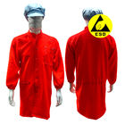 Sala limpia Rojo 5 mm de rejilla ESD abrigo de seguridad antistatico con 98% de poliéster 2% de fibra de carbono