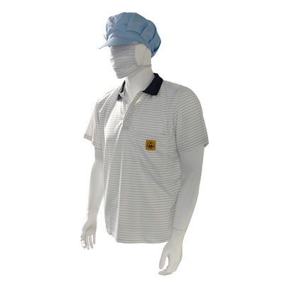 Camisetas con rayas ESD de 7 mm de poliéster con tejido de seda conductiva Antiestática Camisetas POLO