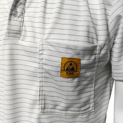 Camisetas con rayas ESD de 7 mm de poliéster con tejido de seda conductiva Antiestática Camisetas POLO