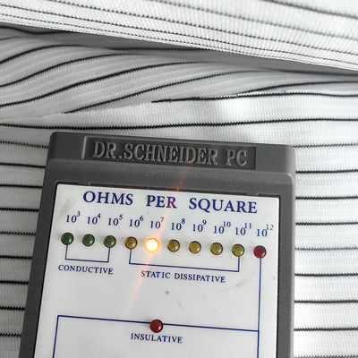 Tejido de poliéster tricotado ESD antistatico de 6 mm blanco con banda de 240 gramos