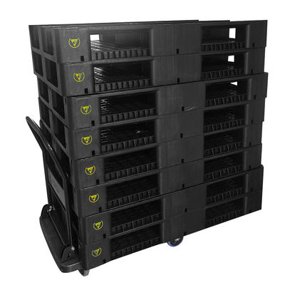 1200*800*140mm ESD para apilar paletas electrónicas de plástico negro para la industria