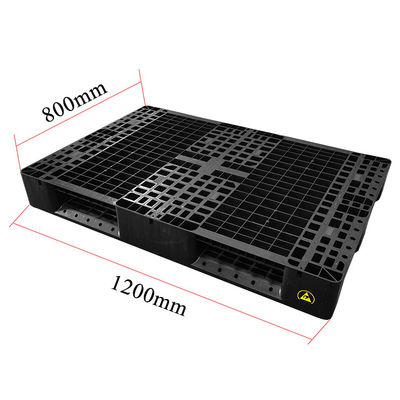 1200*800*140mm ESD para apilar paletas electrónicas de plástico negro para la industria