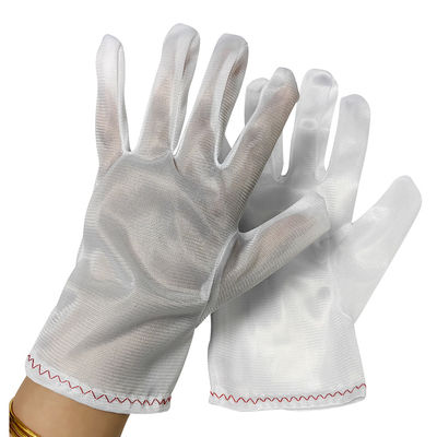 Guantes de trabajo de poliéster de cuarto limpio Guantes blancos libres de polvo Guantes 100% de poliéster Guante