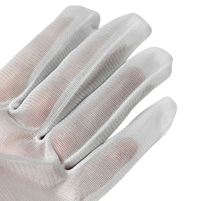 Guantes de trabajo de poliéster de cuarto limpio Guantes blancos libres de polvo Guantes 100% de poliéster Guante