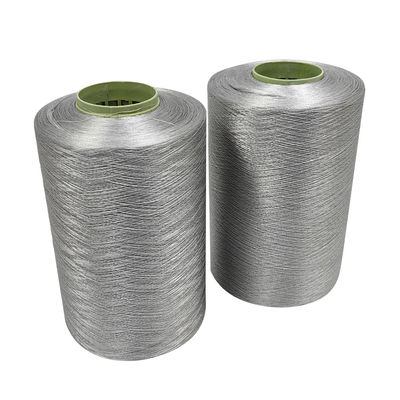 150D/2 hilo de costura conductor gris para prendas de vestir antiestáticas para fabricar poliéster de fibra de carbono hilo de fibra conductora larga