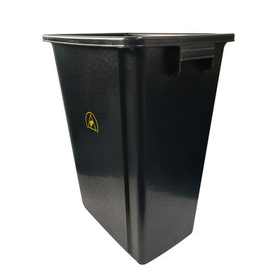 Contenedor de basura antistatico de plástico negro reciclado ESD para uso en salas limpias