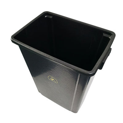 Contenedor de basura antistatico de plástico negro reciclado ESD para uso en salas limpias