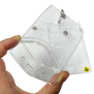 Transparente resistente al agua ESD Antistático de plástico de tarjeta de identificación titular de tarjeta de la placa de la caja del titular con clip