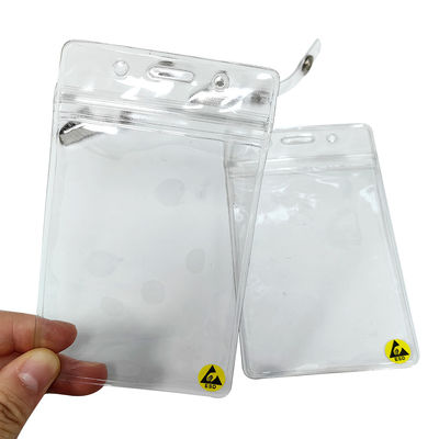 Transparente resistente al agua ESD Antistático de plástico de tarjeta de identificación titular de tarjeta de la placa de la caja del titular con clip