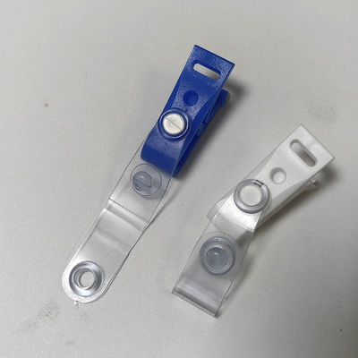 Exclusivo Clip de plástico azul blanco para colgar Clip antiderrapante de plástico para portador de identificación