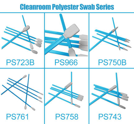 PS750B Limpieza electrónica de PCB 74 mm Sala limpia libre de lingotes Poliéster Swabs de punta de cabeza