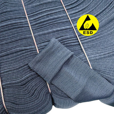 93% de poliéster 7% de fibra de carbono ESD Tejido de costillas antistáticas para ropa de cuarto limpio