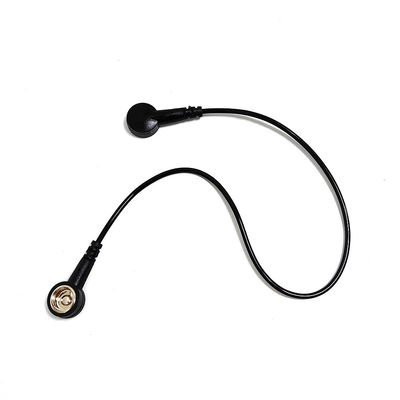 Cable de conexión a tierra ESD negro de 30 cm con botón de ambos extremos para el tapete antistatico de la sala limpia / correa de muñeca ESD
