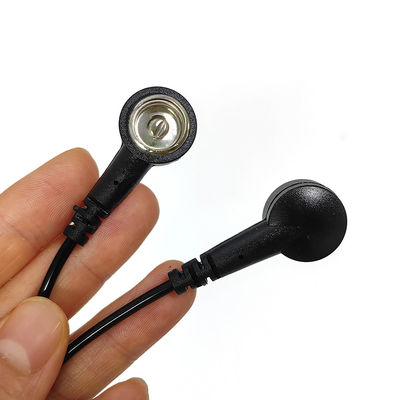 Cable de conexión a tierra ESD negro de 30 cm con botón de ambos extremos para el tapete antistatico de la sala limpia / correa de muñeca ESD