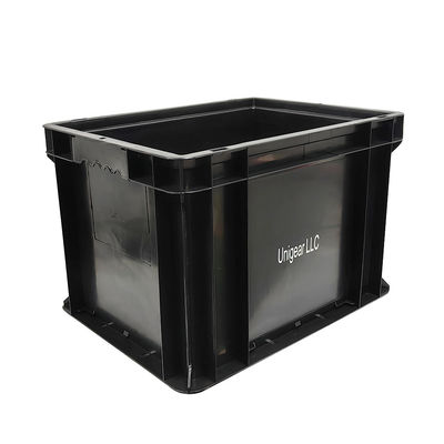 Esd caja de rotación antiestática gran caja negra de piezas de automóvil inyección moldeada de plástico caja de plástico antiestática