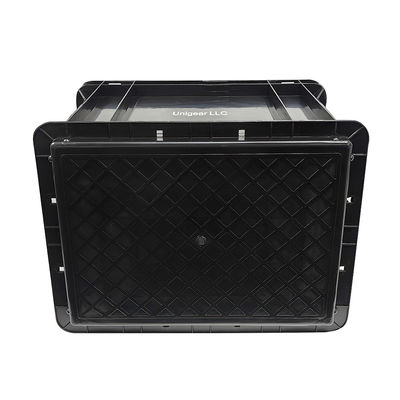 Esd caja de rotación antiestática gran caja negra de piezas de automóvil inyección moldeada de plástico caja de plástico antiestática