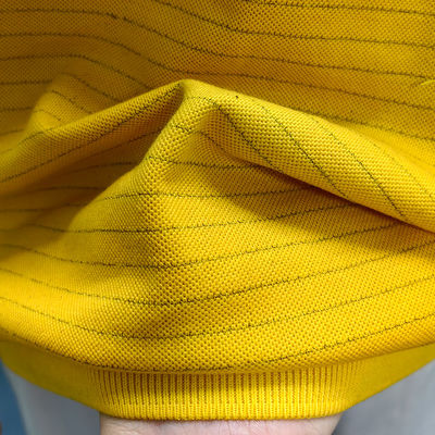 Amarillo 5mm Bandas 99% de algodón + 1% de fibra de carbono ESD camisa de manga larga antiestática para laboratorio