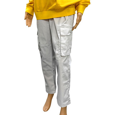 Pantalones largos antistáticos Sala limpia 67% Poliéster + 31% algodón + 2% fibra de carbono Pantalones grises ESD