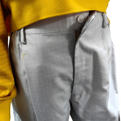 Pantalones largos antistáticos Sala limpia 67% Poliéster + 31% algodón + 2% fibra de carbono Pantalones grises ESD