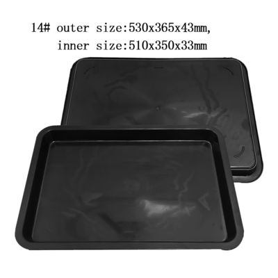 530x365x43mm ESD bandejas cuadradas antistáticas Negro de plástico rectangular ESD bandeja poco profunda ESD Electrónica de círculo giratorio