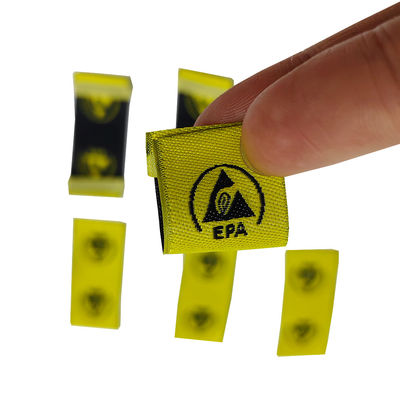 Signo de advertencia de la EPA antistatico ESD Tejido de bordado pegado de ropa de cuarto limpio Etiqueta de ropa accesorios