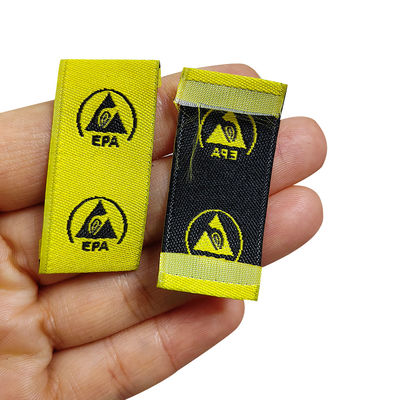 Signo de advertencia de la EPA antistatico ESD Tejido de bordado pegado de ropa de cuarto limpio Etiqueta de ropa accesorios