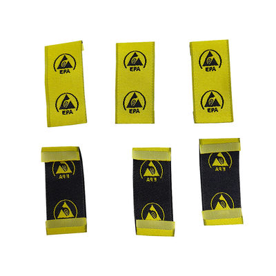 Signo de advertencia de la EPA antistatico ESD Tejido de bordado pegado de ropa de cuarto limpio Etiqueta de ropa accesorios