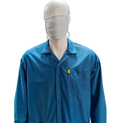 Ropa azul lavable de sala limpia ESD ropa antiestática con 96% de poliéster + 4% de carbono