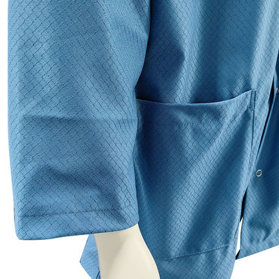 Ropa azul lavable de sala limpia ESD ropa antiestática con 96% de poliéster + 4% de carbono