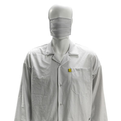XS-10XL de sala limpia Blanco ESD 96% poliéster + 4% carbono antiestático lavable