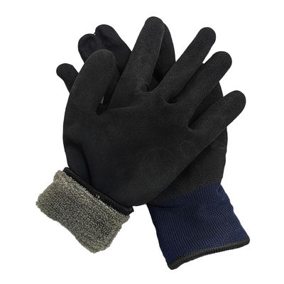 Negro Azul Invierno Deportes al aire libre Trabajo Latex Impregnado con espuma Cashmere Guante cálido