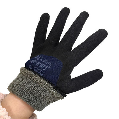 Negro Azul Invierno Deportes al aire libre Trabajo Latex Impregnado con espuma Cashmere Guante cálido