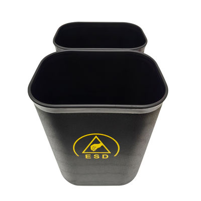 Contenedor de residuos cuadrado de plástico antiestático ESD negro de 15L para sala blanca