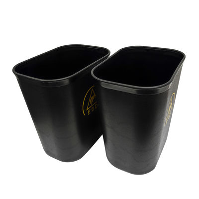 Contenedor de residuos cuadrado de plástico antiestático ESD negro de 15L para sala blanca