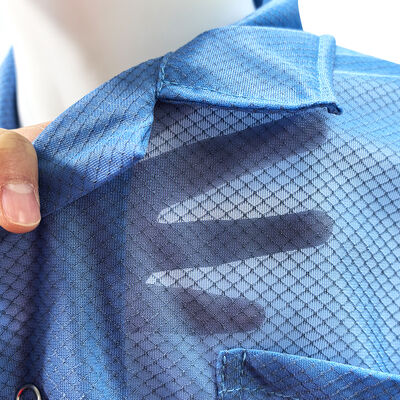 Bata de laboratorio ESD antiestática de poliéster 96% + fibra de carbono 4% con rejilla de diamante