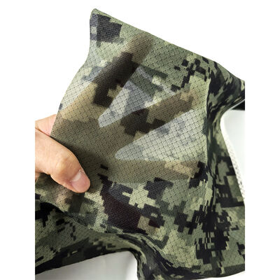 Tejido de punto de malla de diamante de alto rendimiento ESD con estampado de camuflaje – 87% poliéster + 13% fibra de carbono