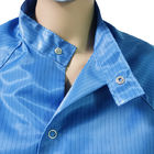 Chaqueta estática anti de la blusa de manga larga del cuello 5m m de la raya de la ropa segura redonda del ESD