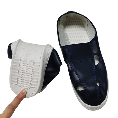 Zapatos de seguridad antiestáticos del PVC ESD de la protección cuatro agujeros azul marino