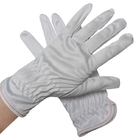 La mano blanca sudó los guantes de trabajo del poliéster del recinto limpio de la absorción modificados para requisitos particulares