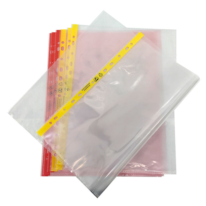 11 agujeros Bolsa de archivos de sala limpia rosa o amarilla A4 A3 Bolsa de documentos antiestática ESD libre de polvo