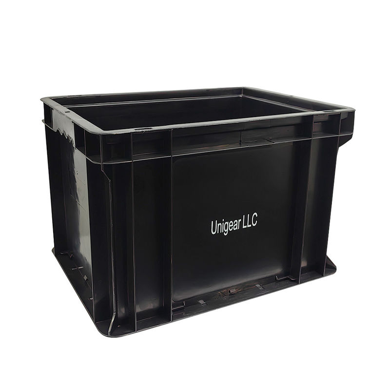 Esd caja de rotación antiestática gran caja negra de piezas de automóvil inyección moldeada de plástico caja de plástico antiestática